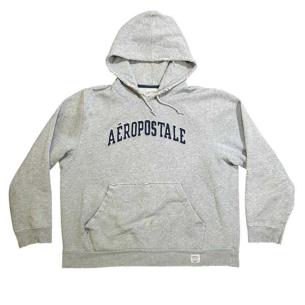 Vintage Y2K Aeropostale Hoodie 2XL Embroidered Distressed Surf Skate Sweatshirt